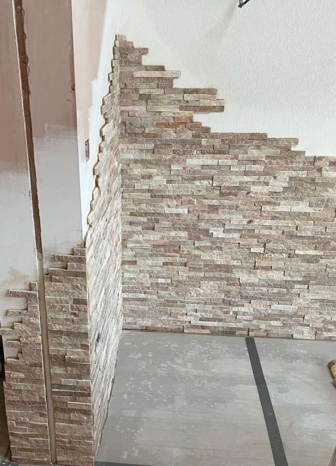 natural stone wall installation